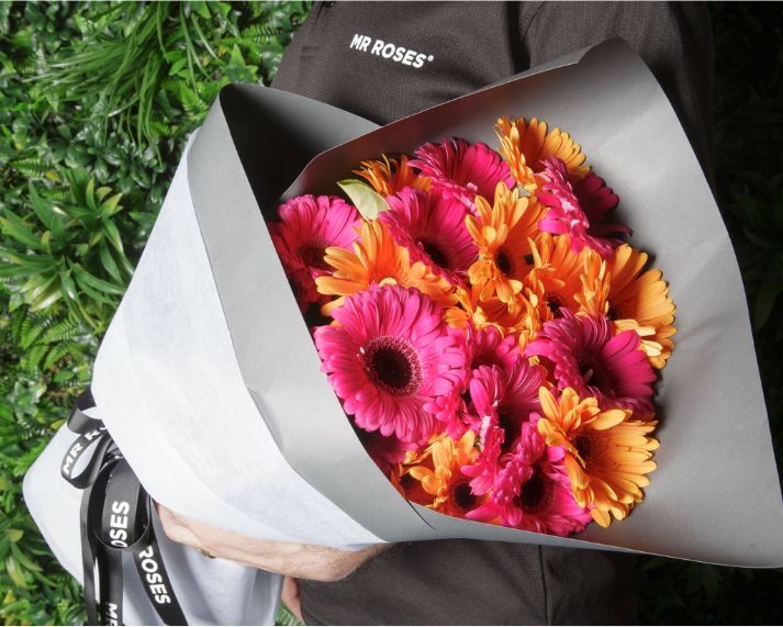 pink and orange gerbera flower bouquet