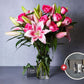 Mother's Day Flowers - Pink Lilies, Pink Roses & Luxe Bath Gift Set