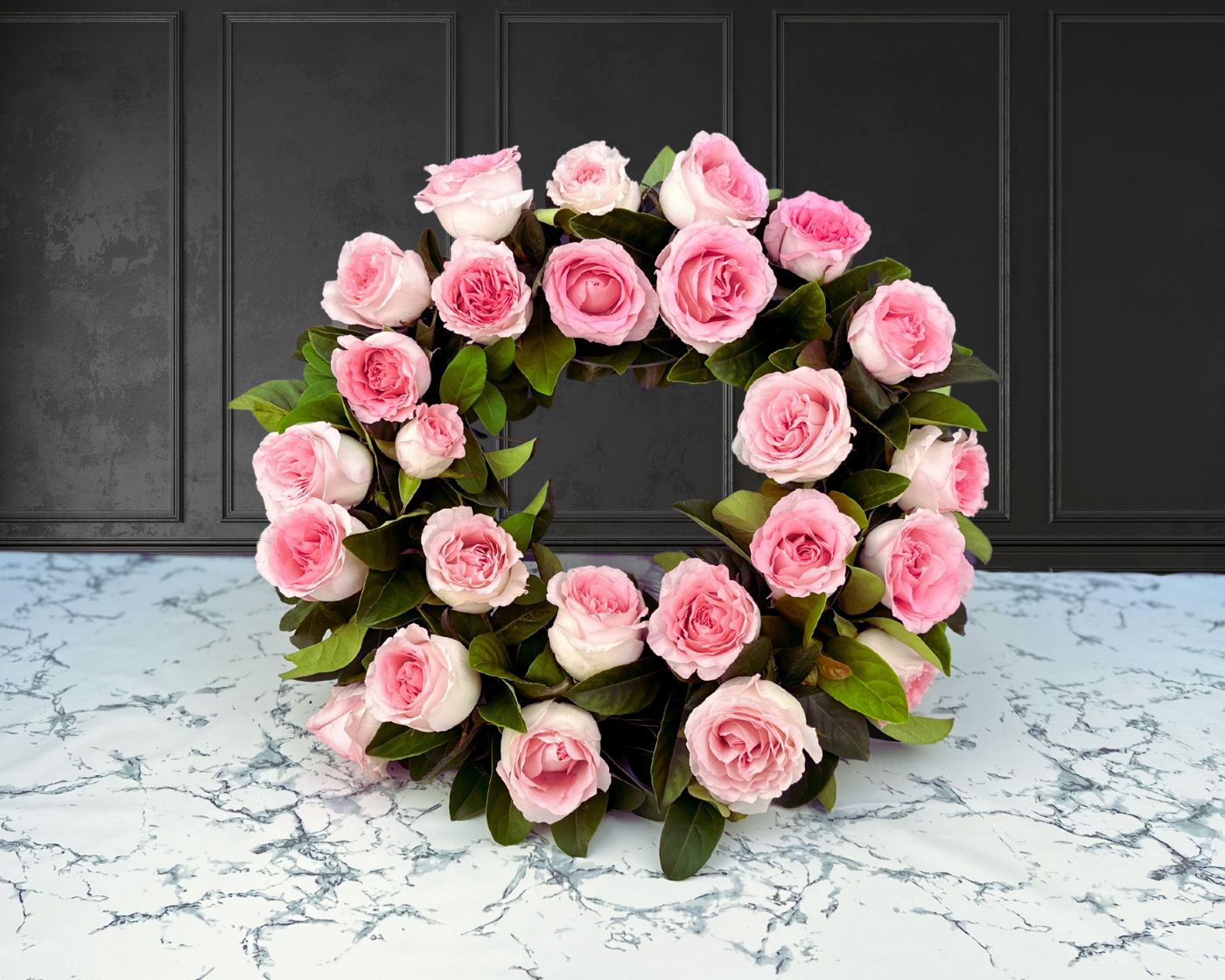 pink rose flower wreath