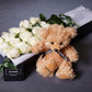White Roses & Teddy Bear