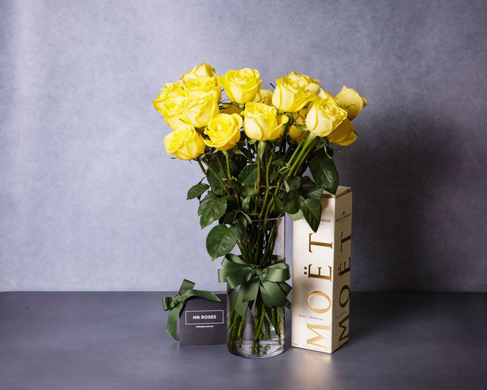Yellow Roses & Moët Champagne