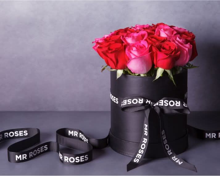 Red & Pink Rose Hat Box | Mr Roses | Same Day Delivery