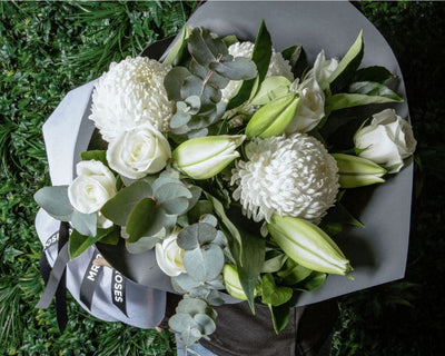 Snow White Flower Bouquet by Mr Roses