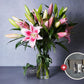 Mother's Day Flowers - Pink Lilies & Luxe Bath Gift Set