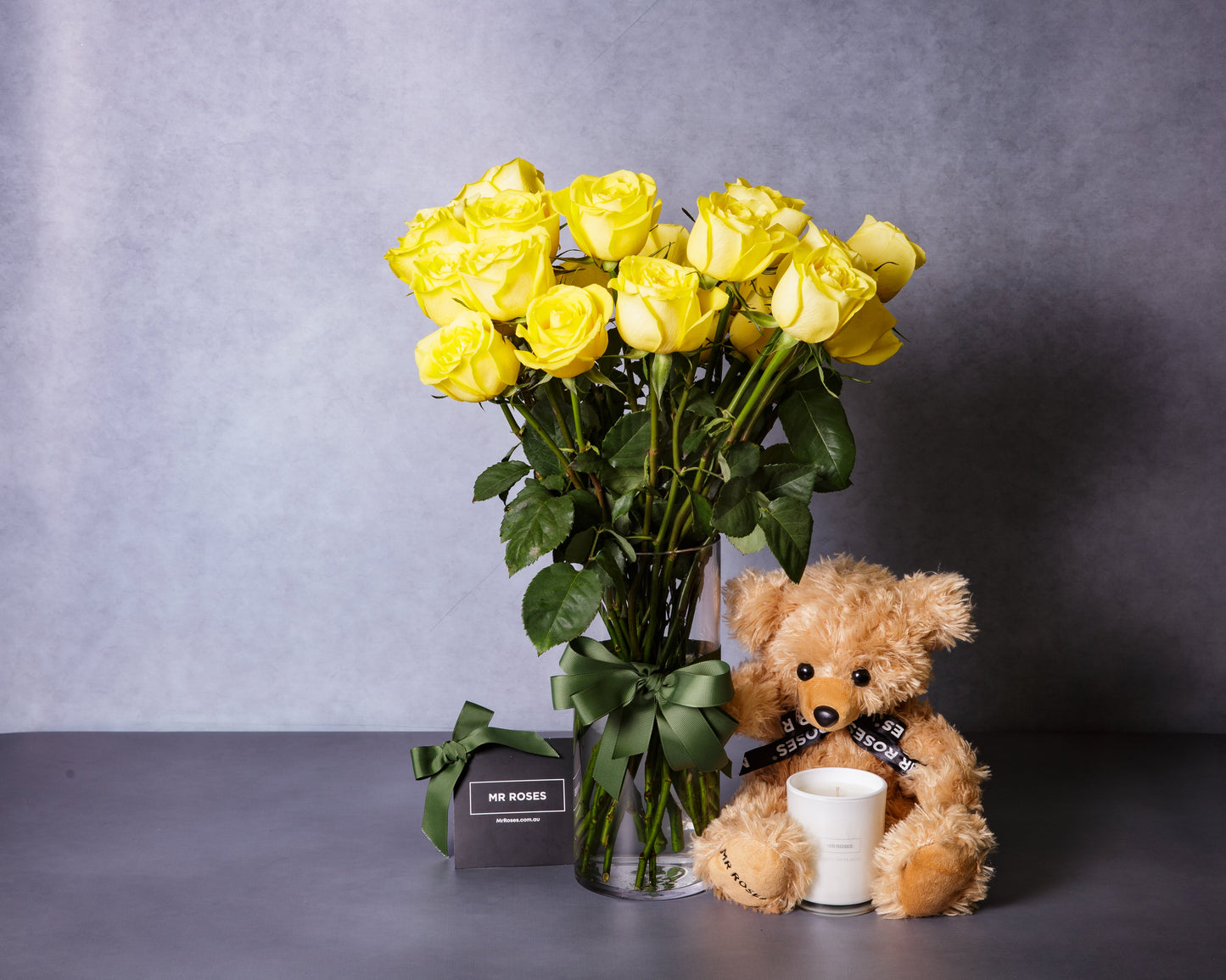 Yellow Roses & Teddy Bear