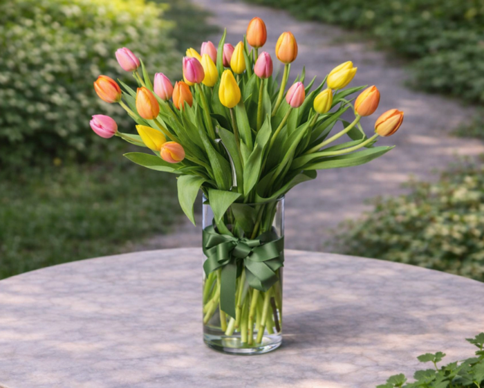tulips in vase