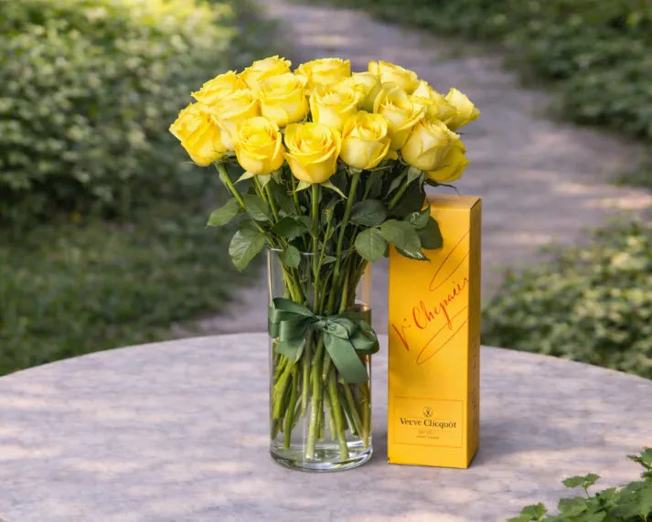 Yellow Roses & Champagne | Same Day Flowers | Mr Roses