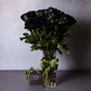 black roses vase