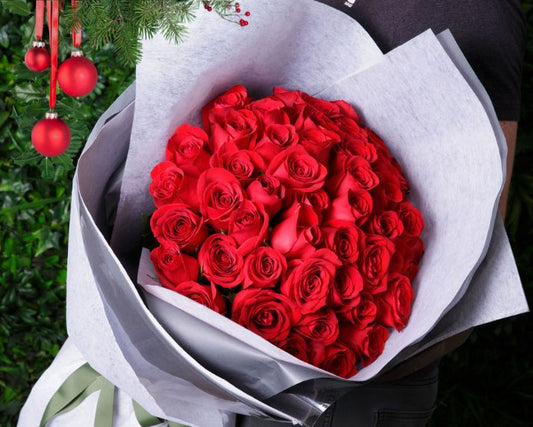 Merry Red Rose Bouquet ( 12 - 24 Stems )