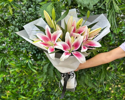 fragrant pink lily flower bouquet