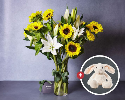 Member-Exclusive Sunflowers, White Lilies & Easter Bunny
