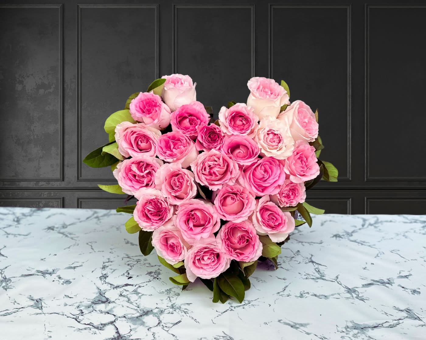 Pink Roses Love Heart | Mr Roses | Same Day Delivery