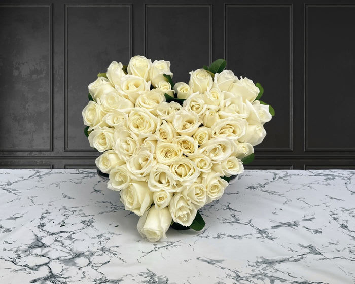 white rose heart wreath