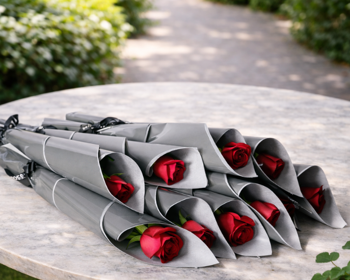 Valentine's Day Flowers - Bulk Individually Wrapped Red Roses