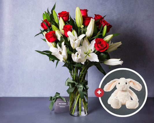 White Lilies, Red Roses & Easter Bunny