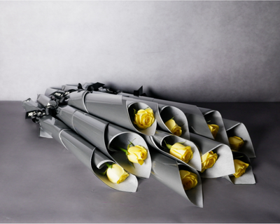Bulk Individually Wrapped Yellow Roses (10-300)