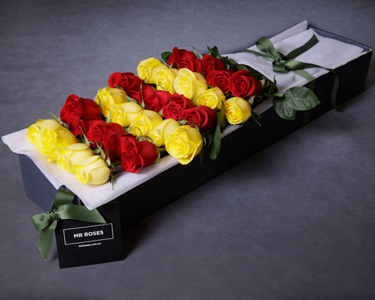 Long Stemmed Yellow & Red Roses