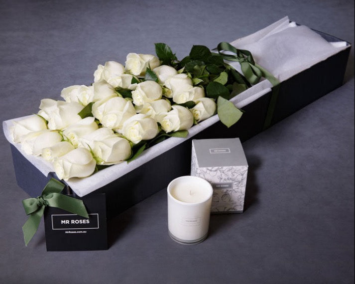 White Roses & Scented Candle