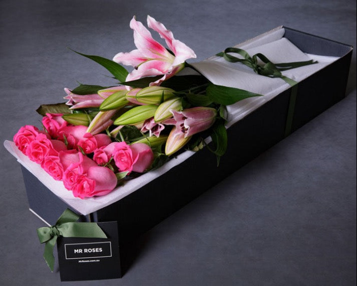 Mother's Day Gift Box - Pink Lilies & Pink Roses