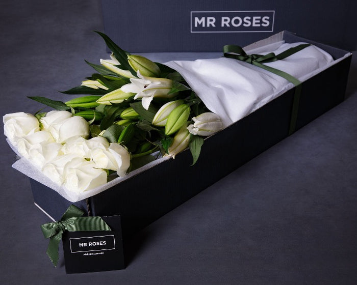 Fragrant White Lilies in Mr Roses Gift box