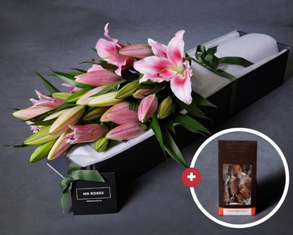 Mother's Day Flowers - Pink Lilies & Salted Butter Caramels