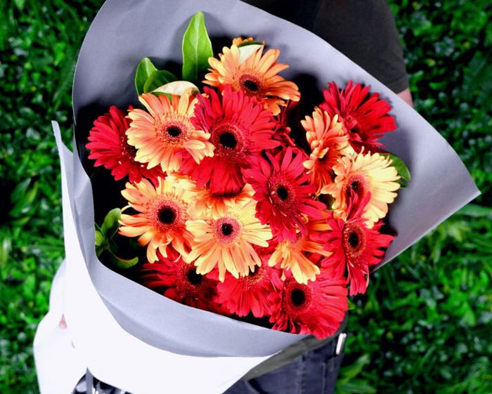 red & orange Gerbera flower bouquet